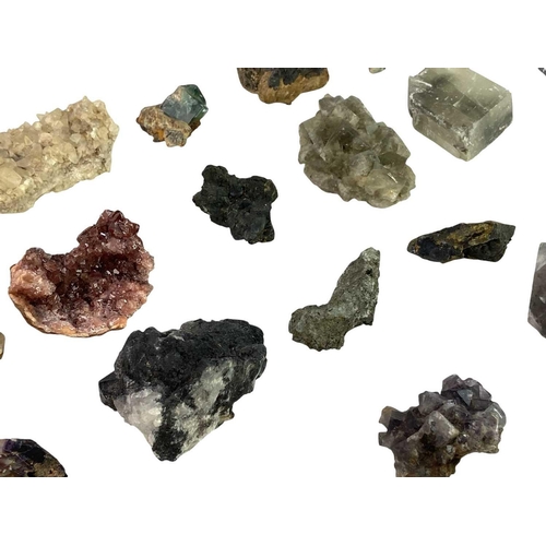 199 - A small collection of minerals and crystals. Some collected locally (box).