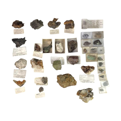 208 - A collection of Cornish mineral specimens. Most with labels to include siderite on quartz with fluor... 