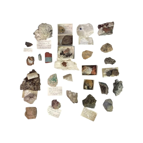 208 - A collection of Cornish mineral specimens. Most with labels to include siderite on quartz with fluor... 