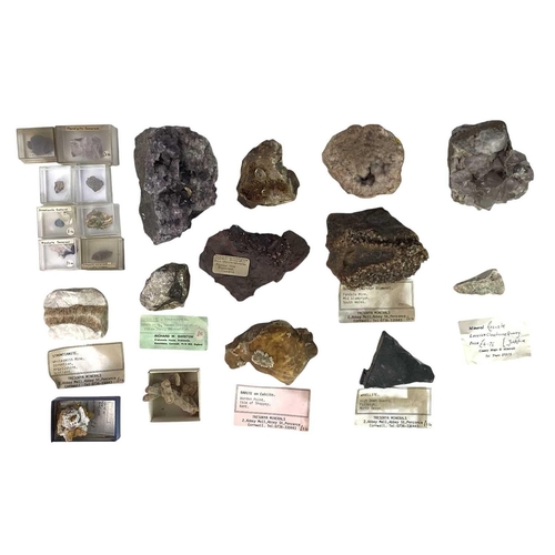 211 - A collection of UK mineral specimens. Mostly labelled to include Blue John fluorite Treek Cavern Cas... 