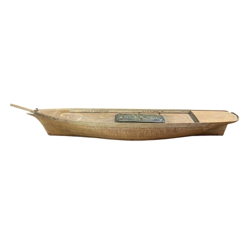 227 - A Builder's full hull model, probably of a schooner. Circa 1850, with laminated sections, mounted a ... 