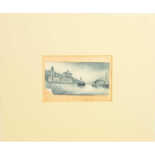 230 - Three monochrome ink and wash drawings of steamships. Late 19th century, each painted as a scroll, a... 