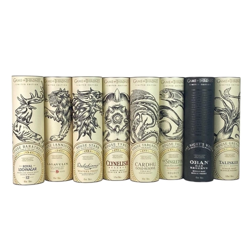 250 - A collection of eight limited edition Game Of Thrones single malt whiskies, comprising Clyneish Rese... 