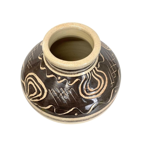 294 - George Nash Marazion Pottery vase. Decorated in the cizhou style, signed and dated 1953, height 31cm... 