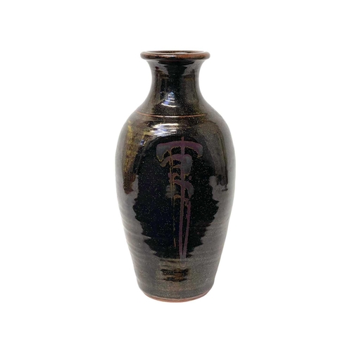 307 - Eddie Hopkins (1941-2007) Winchcombe Pottery Tenmuko glaze vase, impressed marks, height 35cm.