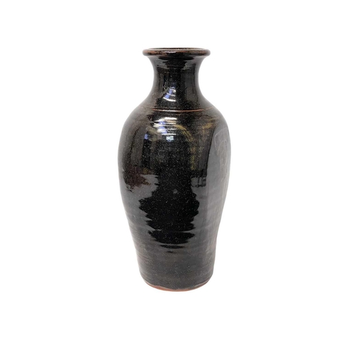 307 - Eddie Hopkins (1941-2007) Winchcombe Pottery Tenmuko glaze vase, impressed marks, height 35cm.