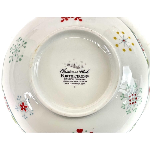 308 - A Portmeirion pottery Christmas Wish. To include, teapot and cover, serving bowl, four dessert bowls... 