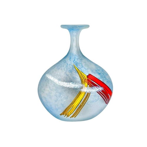 311 - Norman Stuart Clarke (1944) A studio glass vase. With a narrow neck, decorated an abstract design, s... 