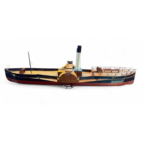 33 - A Scratch built model paddle steamer 'Waterlilly'. Mid 20th century, with a painted tin hull and pla... 