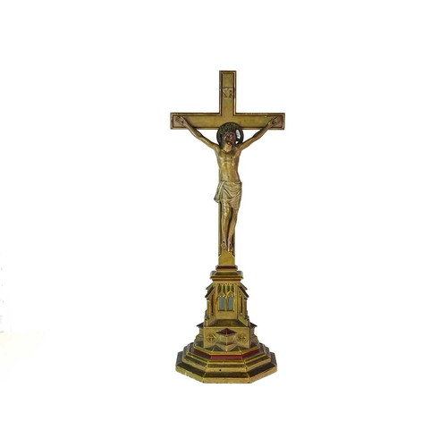 34 - A gesso and wood painted Corpus Christi. Height 58.5cm.