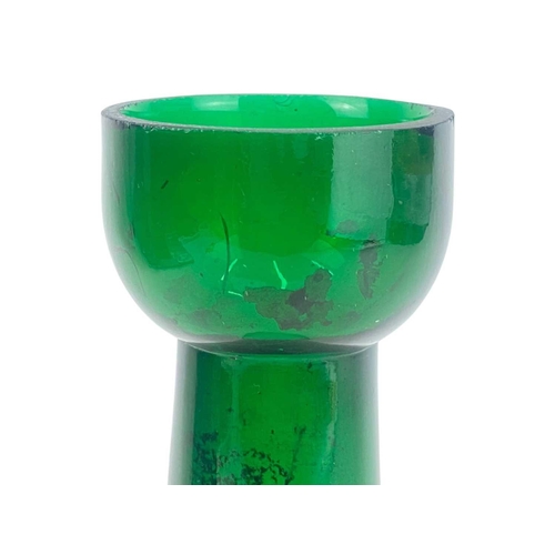 416 - Hugh West (1950) Studio pottery vase, raised potter marks, height 43cm together with a green glass v... 