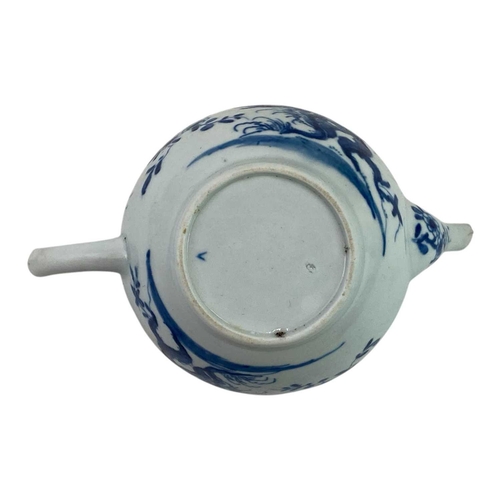 420 - An 18th century English blue painted porcelain miniature teapot. Possibly Worcester, height 7cm, tog... 