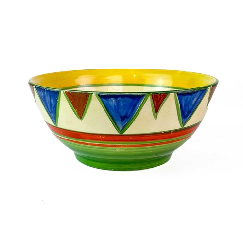 430 - A Clarice Cliff Original Bizarre pattern bowl. Newport Pottery marks, diameter 18cm.