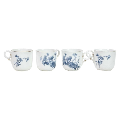 431 - A Royal Worcester Vitreous blue and white part dinner and tea service. With floral printed decoratio... 