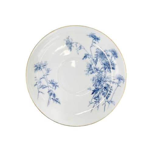 431 - A Royal Worcester Vitreous blue and white part dinner and tea service. With floral printed decoratio... 