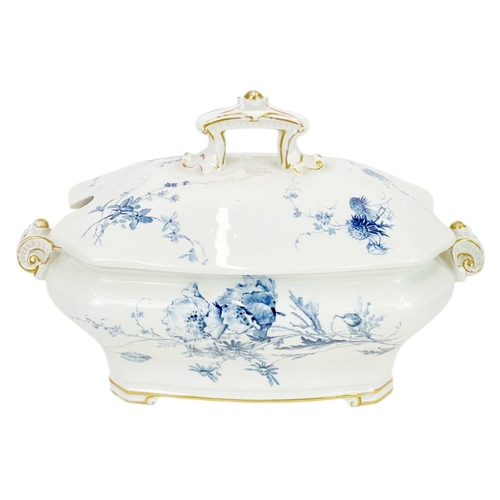 431 - A Royal Worcester Vitreous blue and white part dinner and tea service. With floral printed decoratio... 