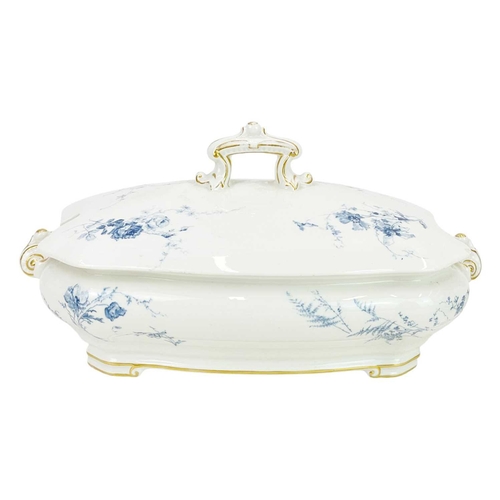 431 - A Royal Worcester Vitreous blue and white part dinner and tea service. With floral printed decoratio... 