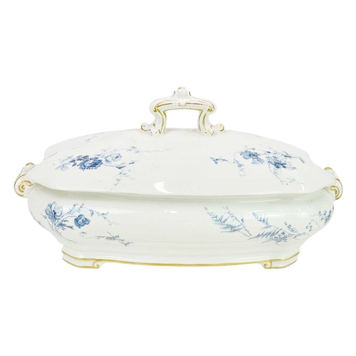 431 - A Royal Worcester Vitreous blue and white part dinner and tea service. With floral printed decoratio... 