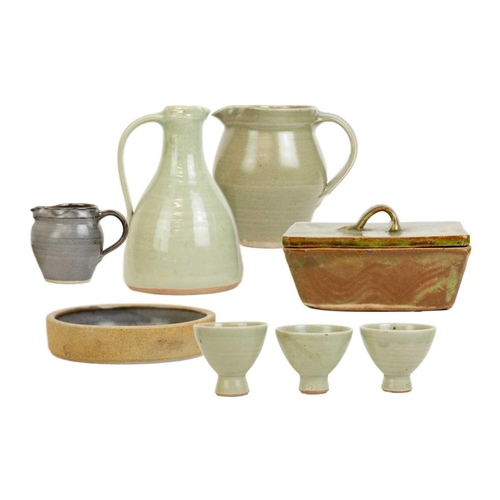 460 - A collection of seven Leach Standard Ware pieces. Three jugs of varying sizes, the largest height 15... 