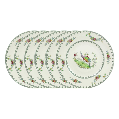 462 - A Copeland Spode Vienna Bird pattern part service. comprising; six dinner plates, five dessert plate... 