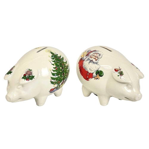 466 - Two Masons Ironstone pottery Novelty piggy banks. Height 9.5cm together with a Masons novelty bell, ... 