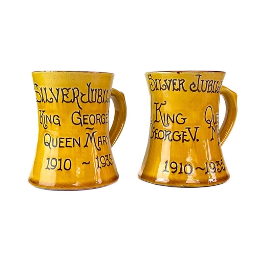 467 - Two H Brannam Barnstaple pottery commemorative cups. Silver Jubilee King George V. Queen Mary 1910-1... 