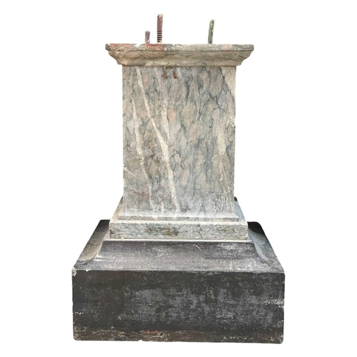 47 - A large turned marble column. 19th century, with square socle base, formerly supporting a lamp, heig... 