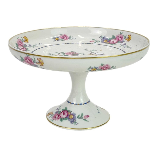 490 - A Limoges porcelain floral printed part dessert service. Comprising of a comport, three dishes, and ... 