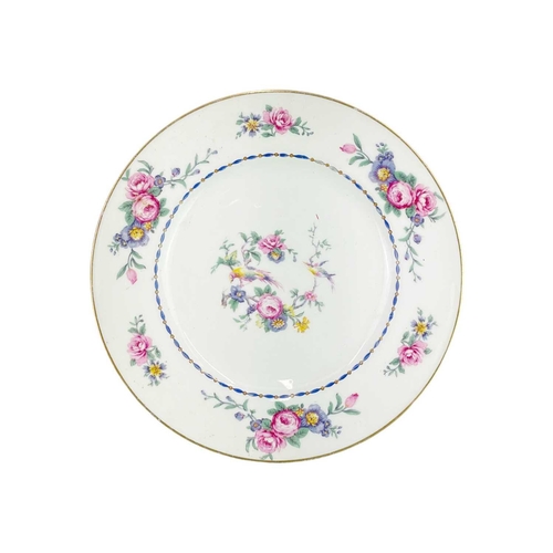 490 - A Limoges porcelain floral printed part dessert service. Comprising of a comport, three dishes, and ... 