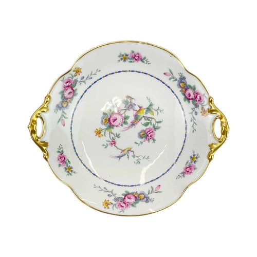 490 - A Limoges porcelain floral printed part dessert service. Comprising of a comport, three dishes, and ... 