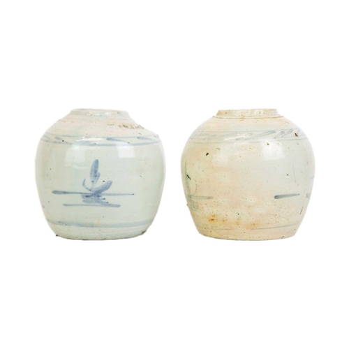 496 - Two Chinese provincial blue and white ginger jars. Late 19th century, height 16cm, together with two... 