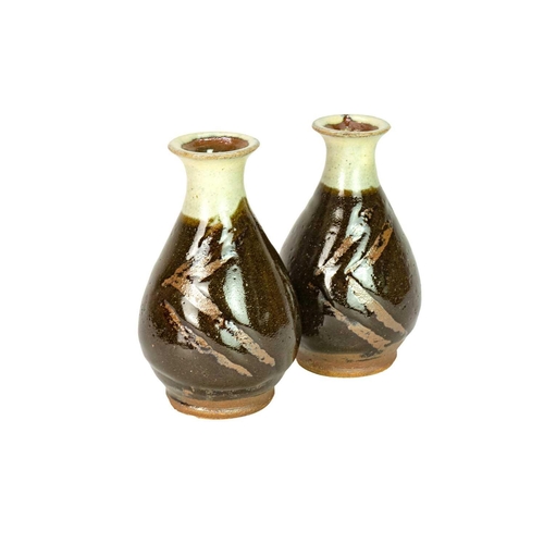 1061 - § Shoji HAMADA (1894-1978) Sake Set Stoneware, comprising of two sake bottles, height 14cm, and five... 