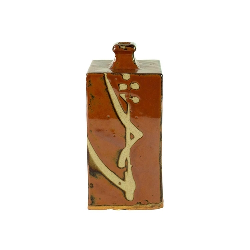 1072 - Shoji HAMADA (1894-1978) Rectangular Bottle Vase Stoneware, height 19cm.