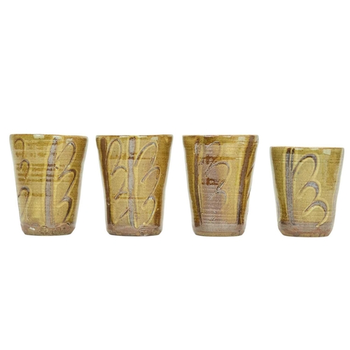 1076 - § Seth CARDEW (1934-2016) Set of four beakers Stoneware, each with impressed personal and Wenford Br... 