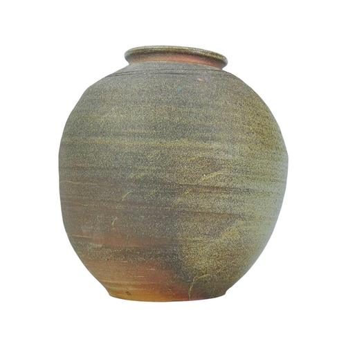 1084 - § Clayton AMEMIYA Large Wood Fired Jar Stoneware, incised mark to base, height 33cm.