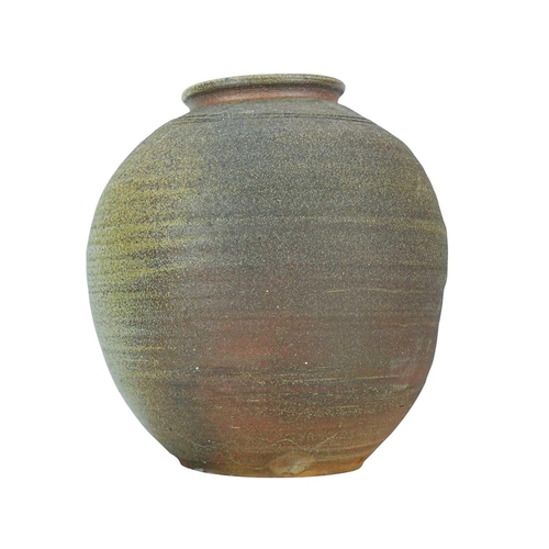 1084 - § Clayton AMEMIYA Large Wood Fired Jar Stoneware, incised mark to base, height 33cm.