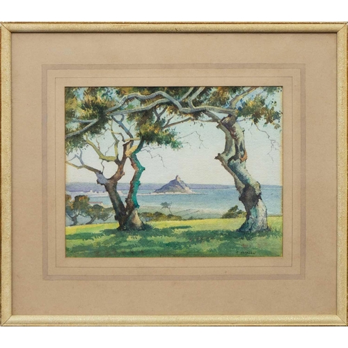 110 - § James Marshall HESELDIN (1887-1969) St Michael's Mount Watercolour, signed, 20cm x 25cm, 35.5cm x ... 