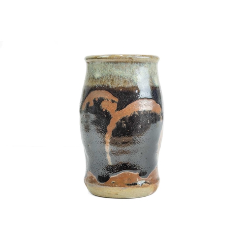 1119 - § Shoji HAMADA (1894-1978) Vase Stoneware, height 12cm. Together with signed wooden display box.