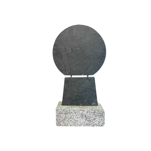 118 - § Peter WARD (1932-2003) Moon Wave II, 1996 Slate on granite base, 1/1, height 62cm Exhibited - Pete... 