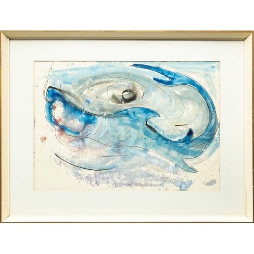 141 - § Sven BERLIN (1911-1999) Shark Watercolour, 40 x 57cm, framed 58 x 76.5cm