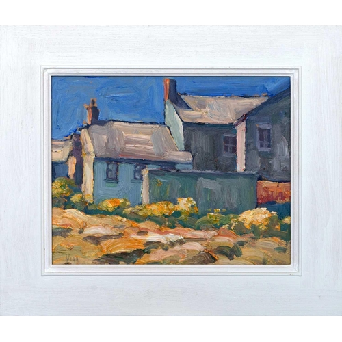 145 - § Bob VIGG (1932-2001) Cottages, Nancherrow Oil on board, signed, 19cm x 24cm, 28.5cm x 33.5cm frame... 