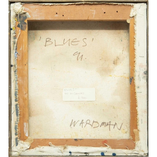 175 - § Clare WARDMAN (1960) Blues, 1991 Oil on canvas, signed, titled and dated '91 to verso, 40 x 36cm, ... 