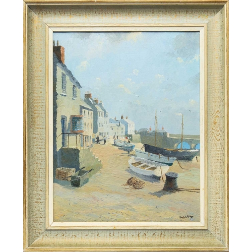 192 - § Hugh E. RIDGE (1899-1976) Old Buildings on The Wharf, St Ives Oil on canvas, signed, St Ives Socie... 