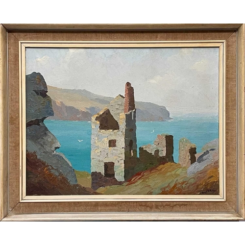 194 - § Hugh E. RIDGE (1899-1976) An Old Tin Mine Oil on canvas, signed, titled artist's label to verso, 3... 