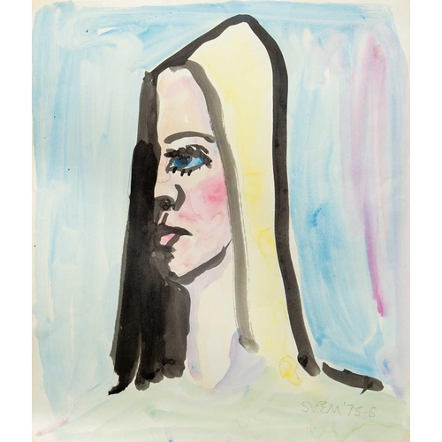 20 - § Sven BERLIN (1911-1999) Portrait of Julia, 1975/6 Watercolour and ink, signed and dated '75-6, 57 ... 