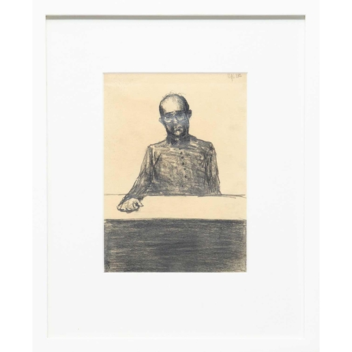 205 - § Julian DYSON (1936-2003) Seated Figure Charcoal on paper, signed, 24 x 17cm, 43 x 35cm framed.