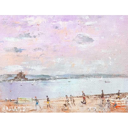 209 - § Nigel HALLARD (1936-2020) Three small oils of Mounts Bay Time For Tea, 2009, oil on board, signed,... 