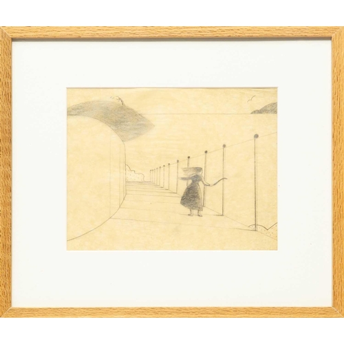 218 - § Andrew LANYON (1947) Sketch for 'Girl with Stick' (2022) Graphite on paper, signed, inscribed and ... 