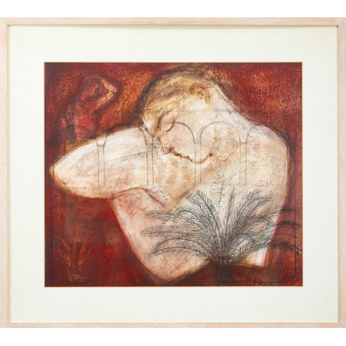 222 - § Naomi FREARS (1963) Dream of a hot garden  Acrylic and charcoal on paper, signed, further signed 4... 