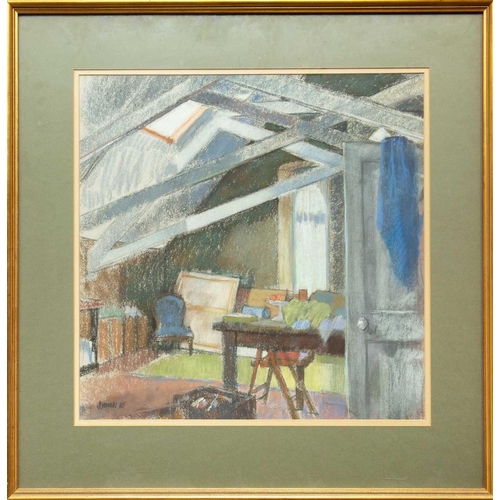 225 - § Ken SYMONDS (1927-2010) Studio Interior, 1986 Pastel on paper, signed and dated '86, inscriptions ... 